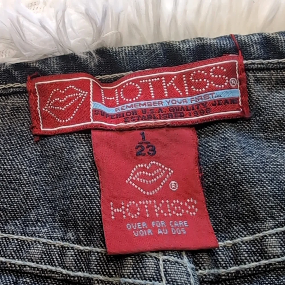 Y2K Vintage Hot Kiss Patchwork Denim Slit Front Pencil Skirt Size 1/23